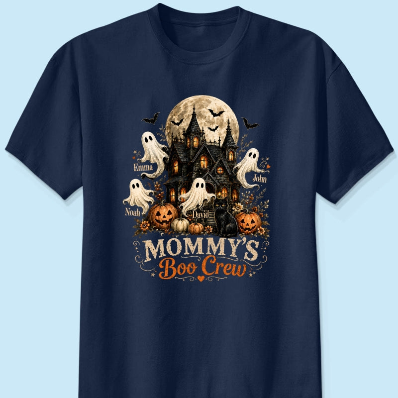 Mommy's Boo Crew Halloween Haunted House - Personalized Shirt - Gift for Mom, Wife