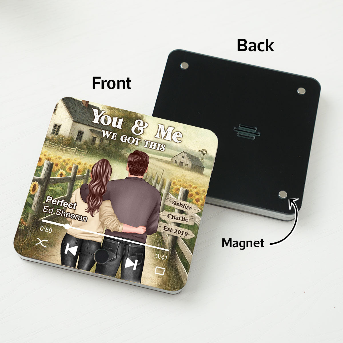 Couple You & Me We Got This Personalized Music Fridge Magnet, Heartfelt Gift For Couple, For Him, For Her, Boyfriend, Girlfriend, Husband, Wife