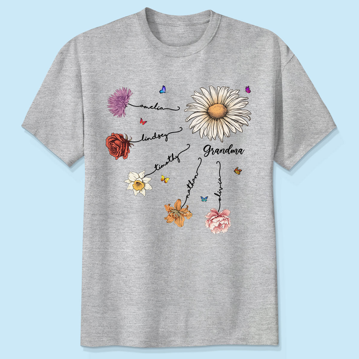 Grandma Mom Birth Flowers Personalized Shirt, Gift for Moms, for Grandmas