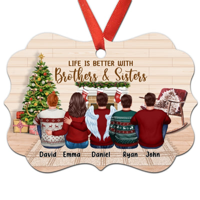 Brothers Sisters Besties Siblings Sitting In House Personalized Christmas Ornament