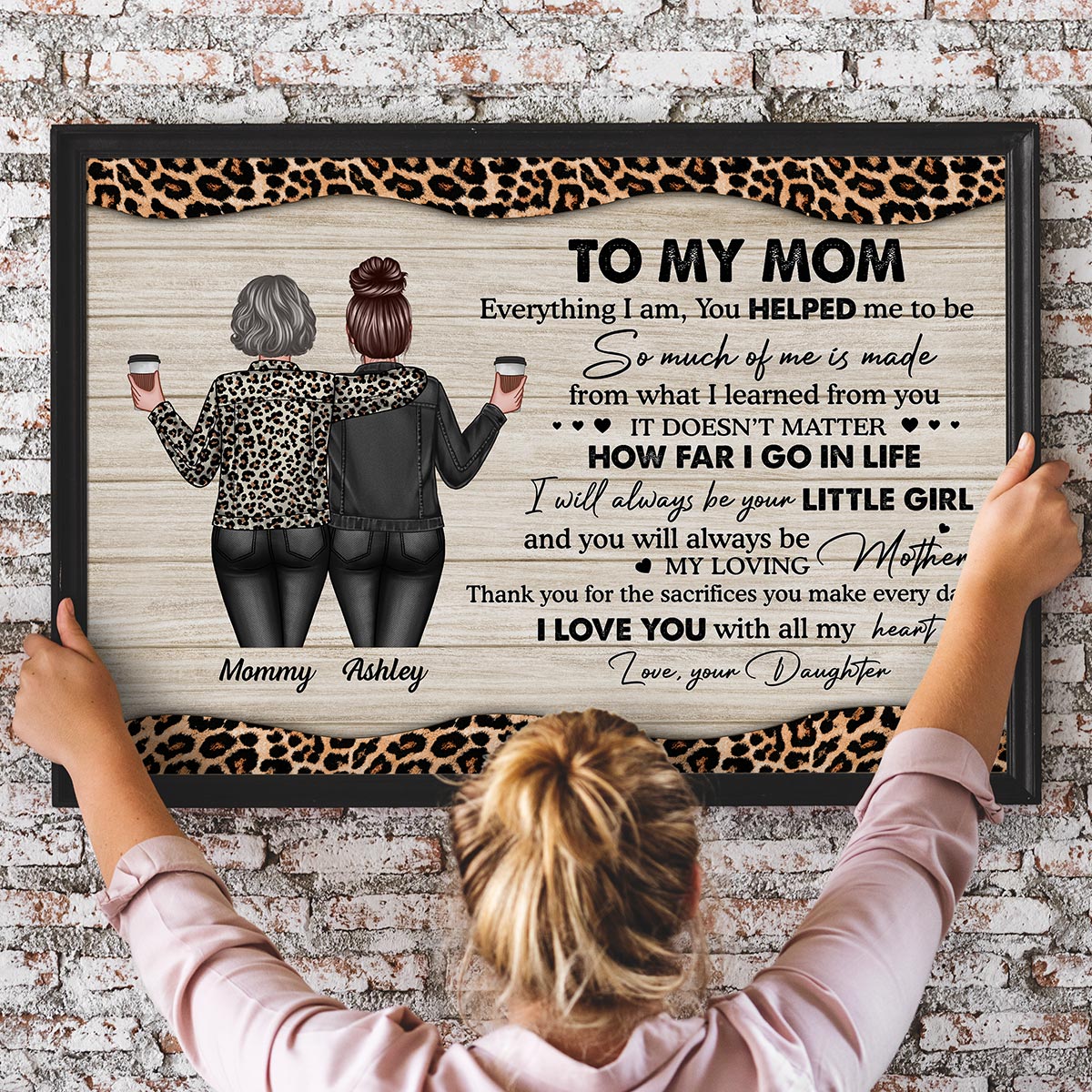 To My Mom Leopard Personalized Horizontal Poster