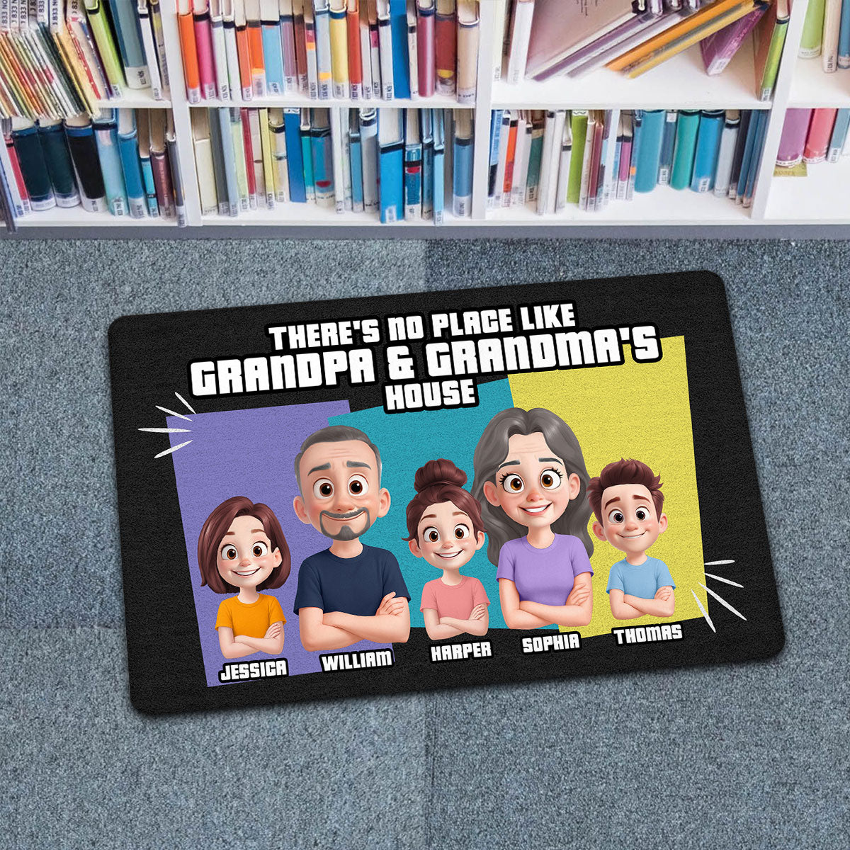 Cute Cartoon There's No Place Like Grandpa Grandma Grandparents House Personalized Doormat