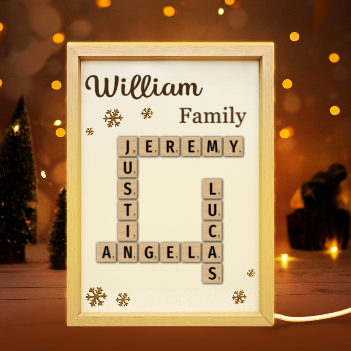 Family Crossword - Personalized Light Box - Christmas Gift for Family, for Wife, for Husband