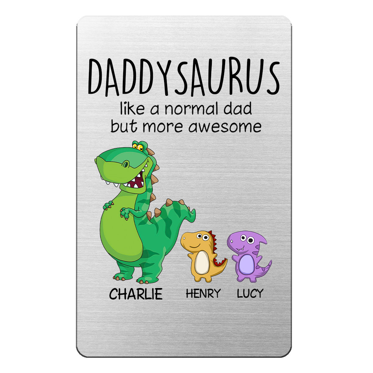 Grandpasaurus And Kids Personalized Metal Wallet Card