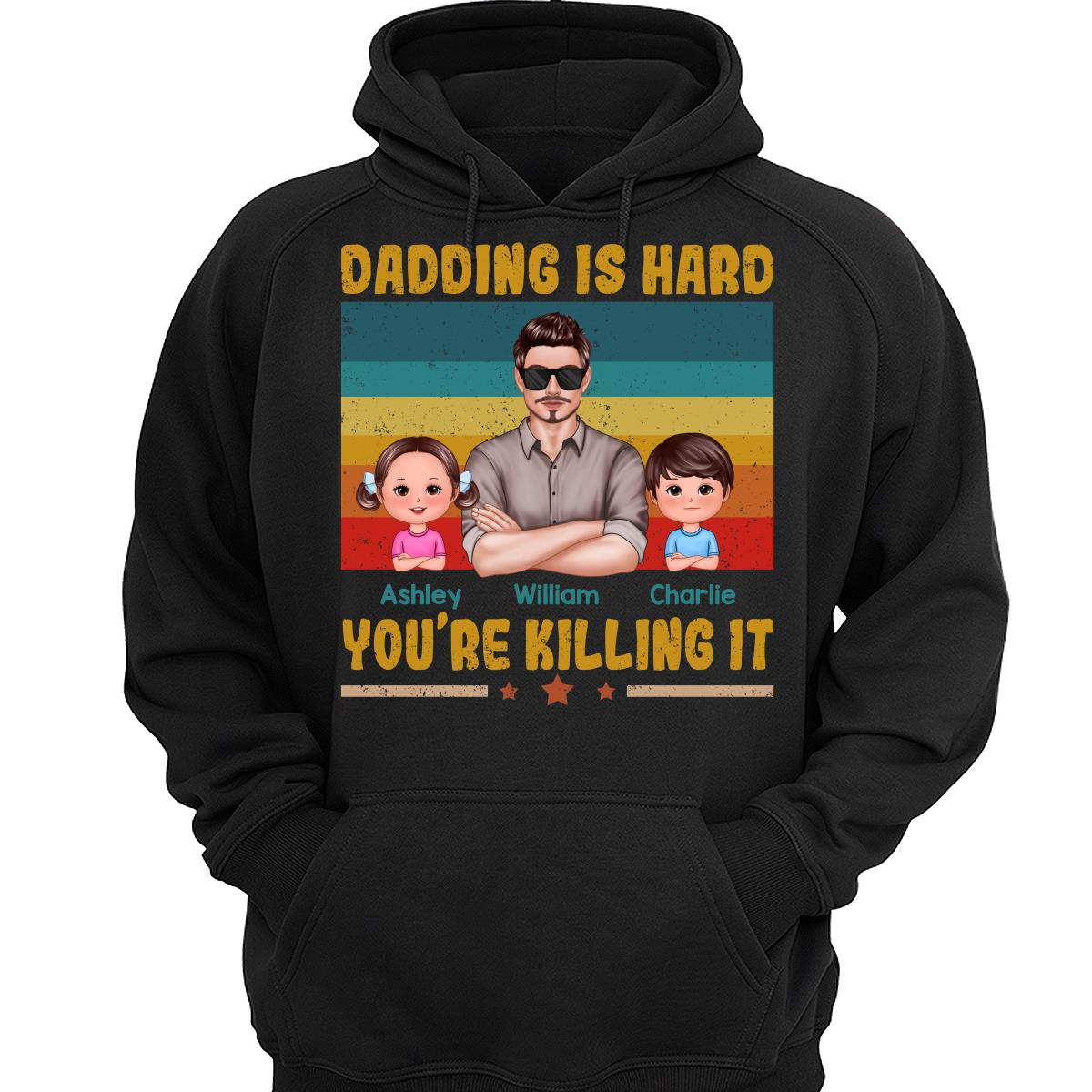 Dadding Is Hard Man & Doll Kids Personalized Shirt