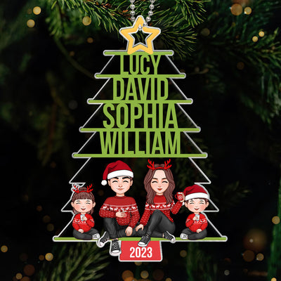 Family Christmas Green Tree Personalized Acrylic Ornament