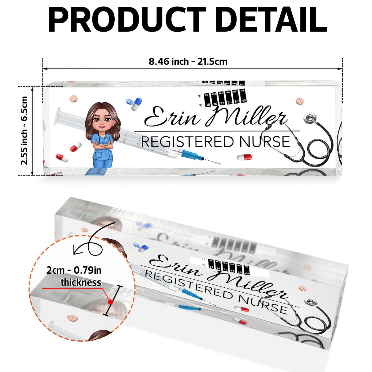 Nurse Things Personalized Acrylic Desk Name Plate, Gift For Nurse, Doctors, EMS, Healthcare Workers