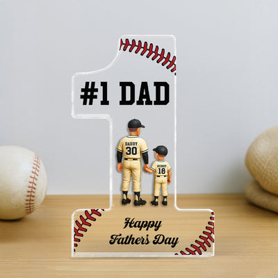 No 1 Baseball Dad Personalized Acrylic Block, Father's Day Gift for Dad, Gift for Husband