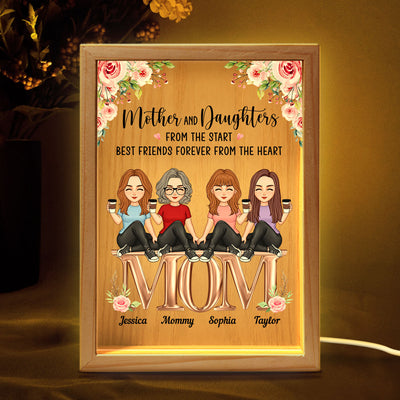 Mother And Daughters Best Friends Forever Personalized Wooden Frame Light Box