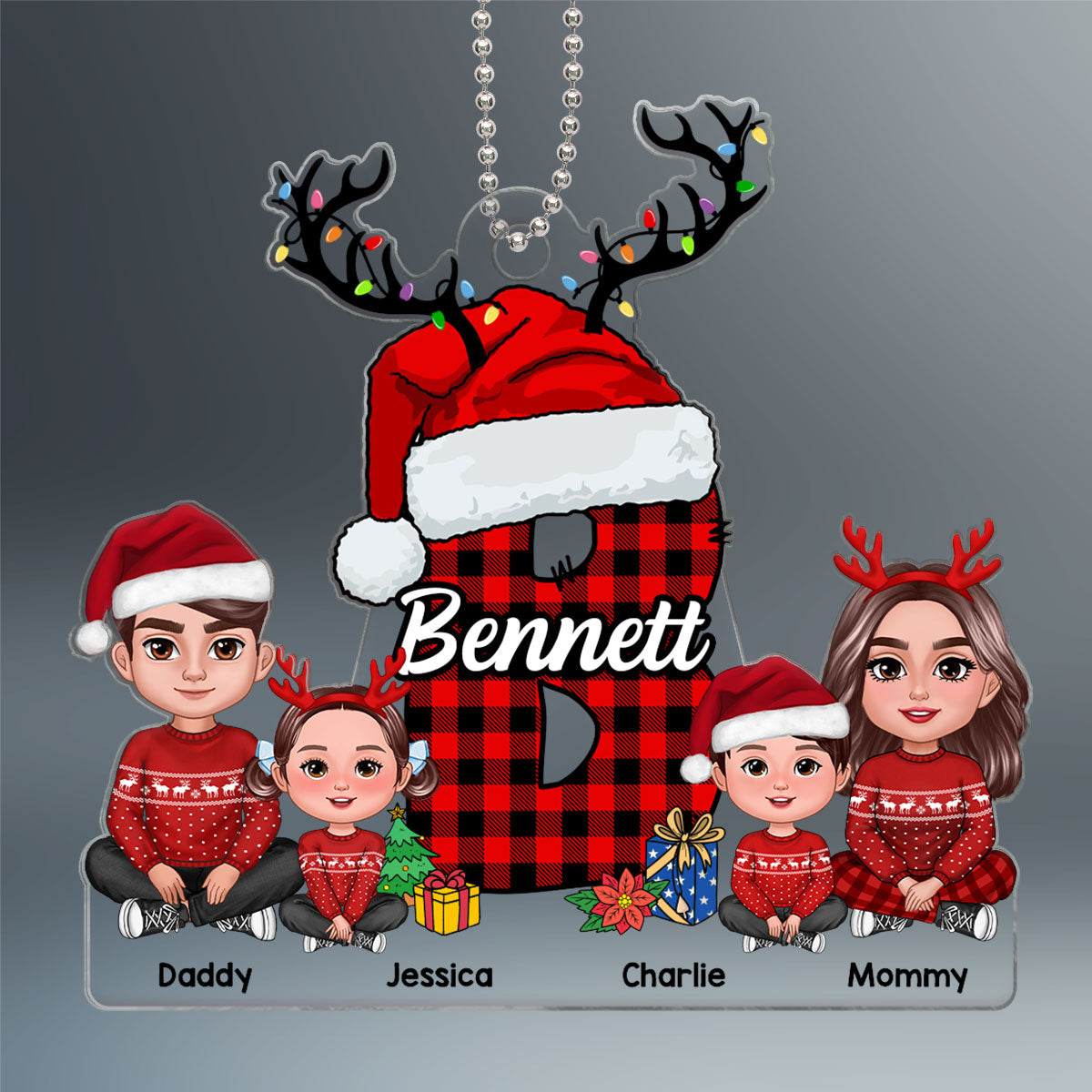 Family Name Christmas Letter Last Name Monogram Personalized Acrylic Ornament