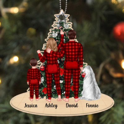 Pajamas Family Decorating Tree Personalized Wooden Ornament