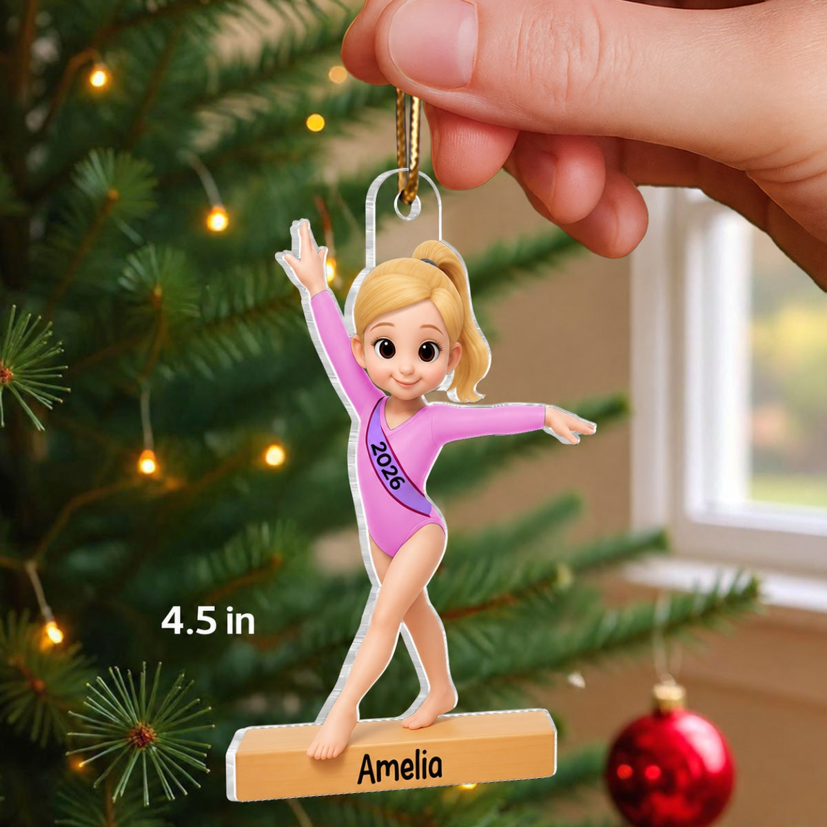 3D Effect Gymnastic Girl - Personalized Acrylic Ornament - Christmas Gift For Daughter Granddaughter