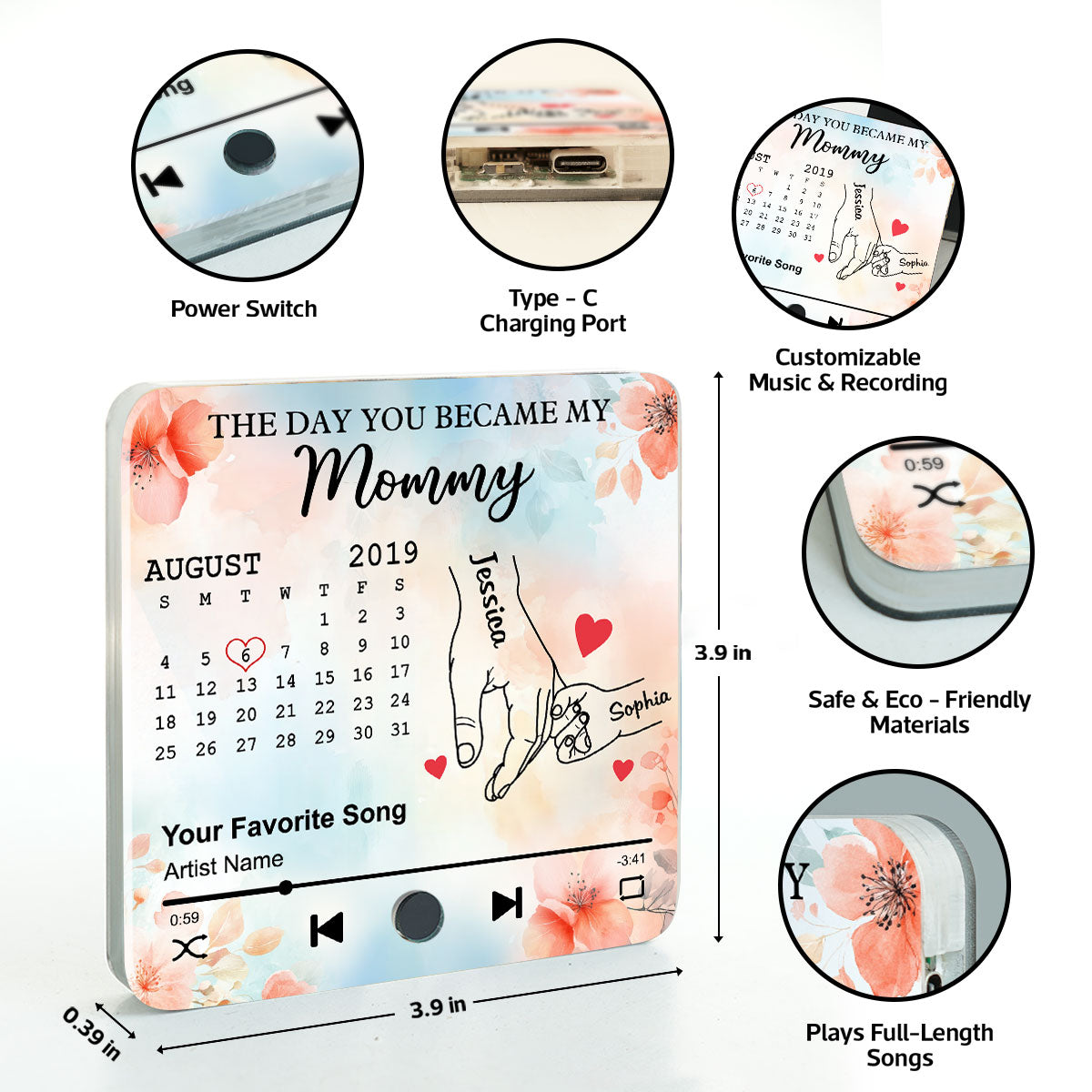 The Day You Became My Mom Grandma Custom Calendar Personalized Music Fridge Magnet, Birthday, Mother's Day, Just Because Gift for Mom, Grandma