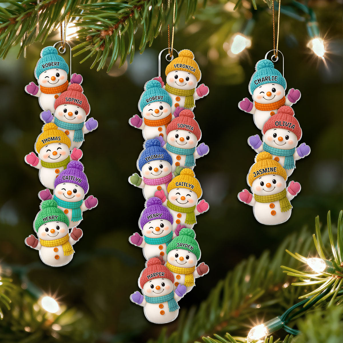 Stacked Snowman Our Grandkids Christmas - Personalized Acrylic Ornament - Gift For Grandparents, Grandkids, Family