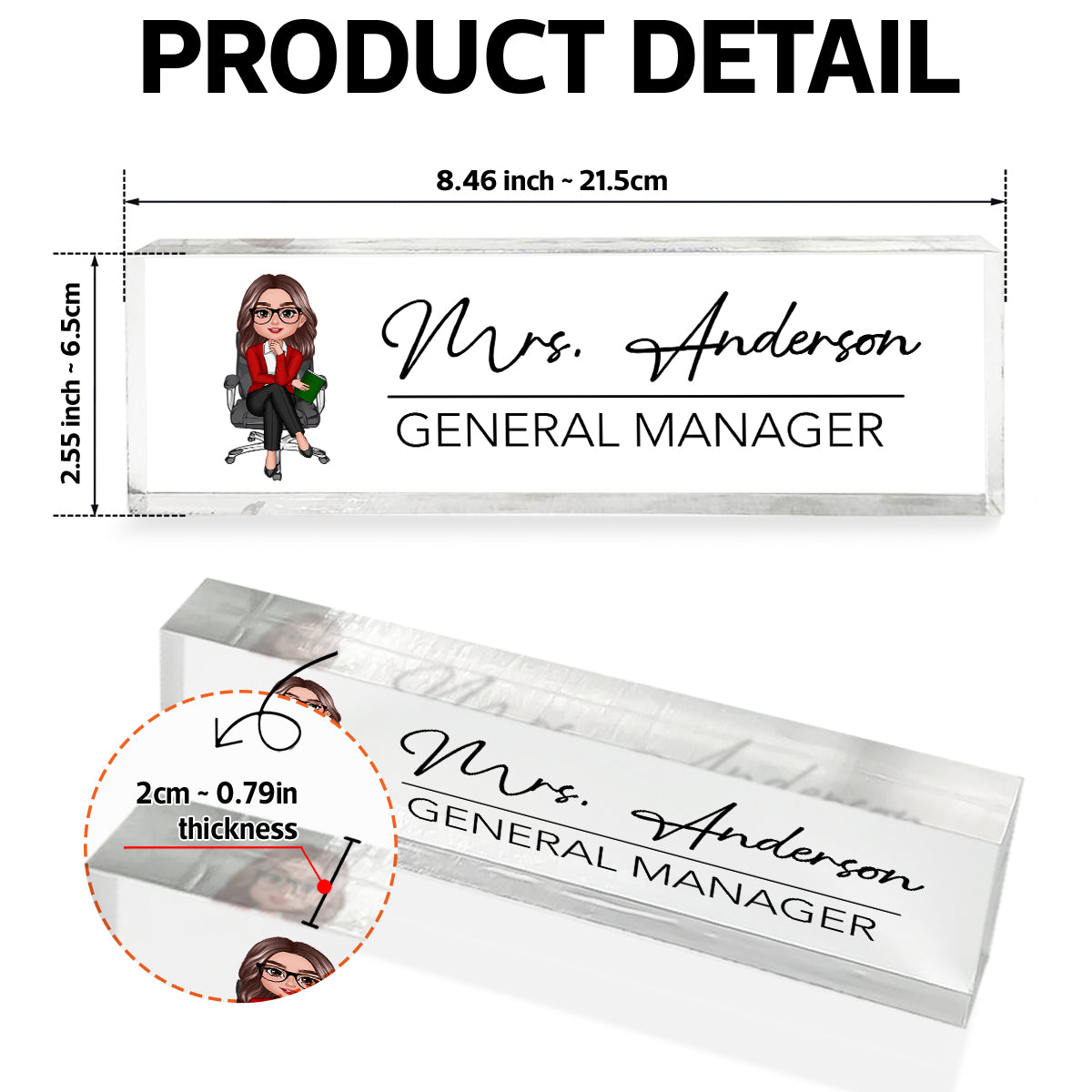 Woman Man Office Personalized Acrylic Desk Name Plate, Office Desk Decor, Gift For Colleagues, Coworkers