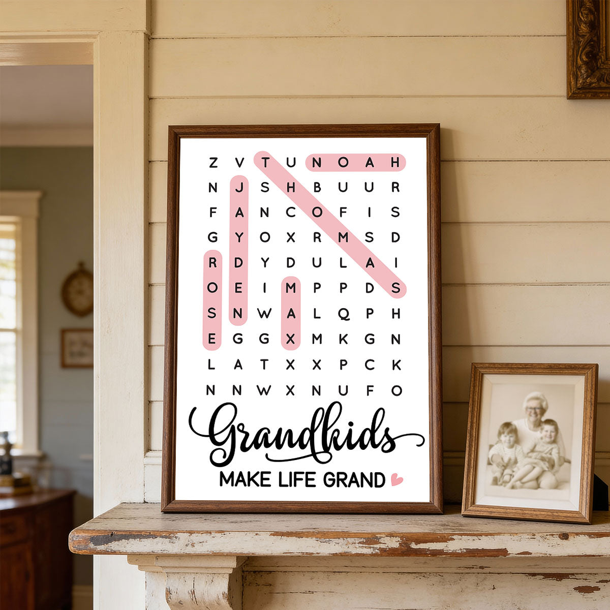 Grandkids Make Life Grand Word Search - Personalized Poster - Mother's Day Gift For Grandma