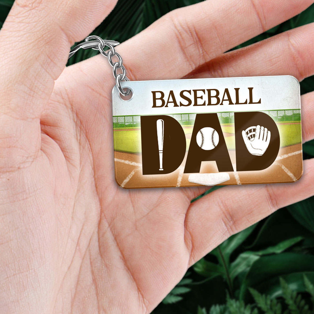 Baseball Dad And Kids Back View At Field Personalized Acrylic Keychain