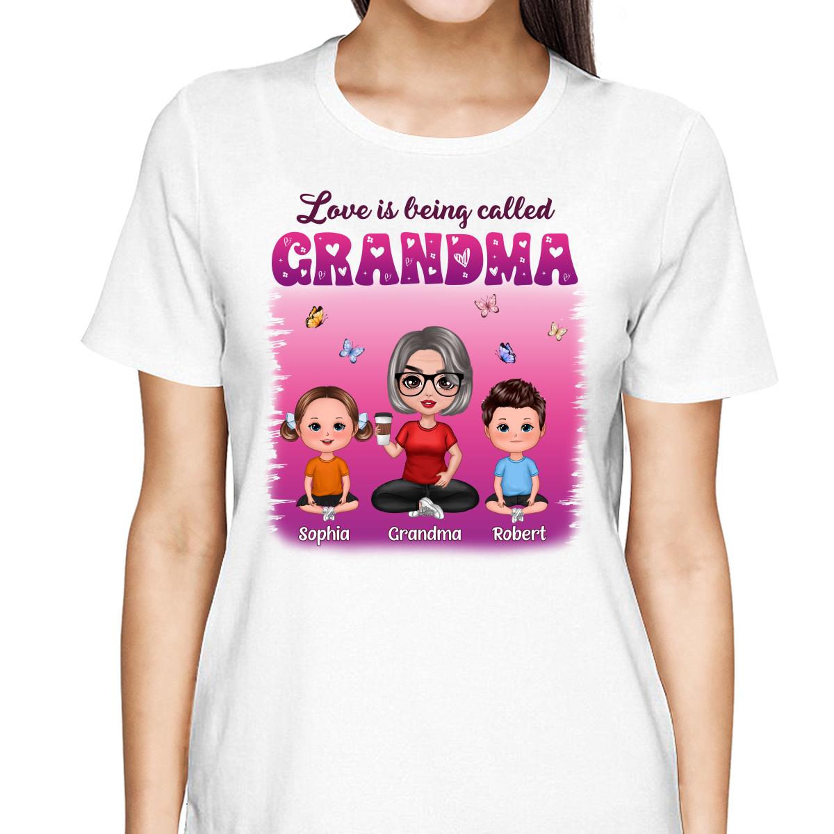 Colorful Love Is Being Call Grandma Sitting Kids Personalized Shirt