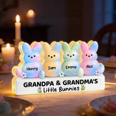 Colorful Easter Grandma & Grandpa Little Bunnies - Personalized Light Box - Gift For Grandparents, Easter Decoration