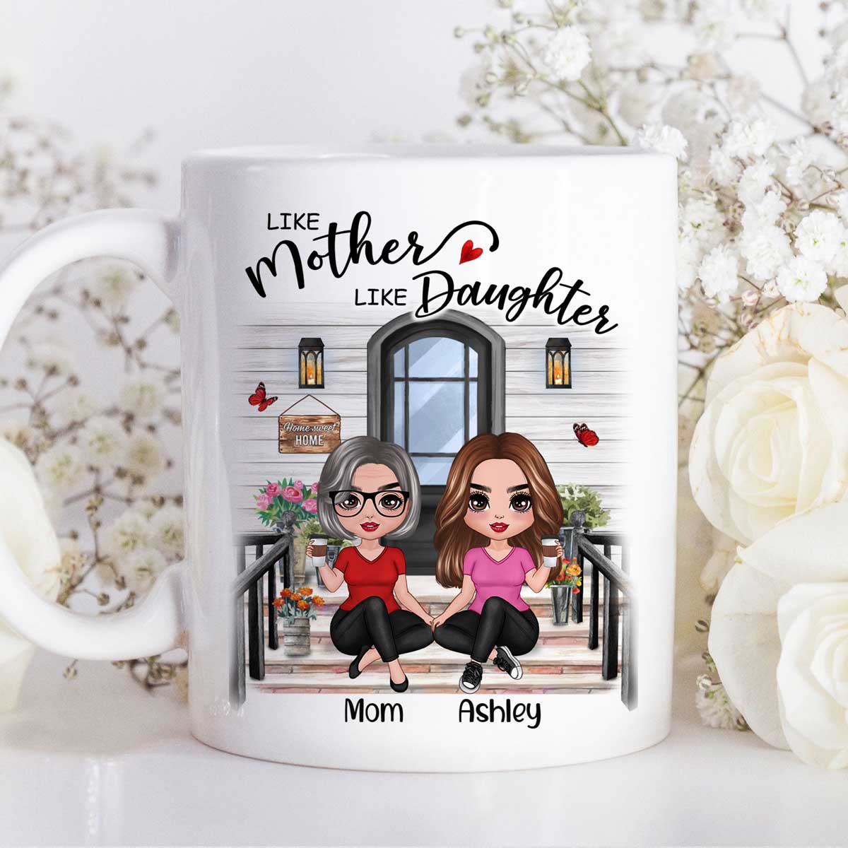 Doll Mother Daughter Front Porch Personalized Mug
