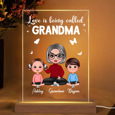 Love Is Being Called Doll Grandma And Grandkids Personalized Rectangle Acrylic Plaque LED Lamp Night Light