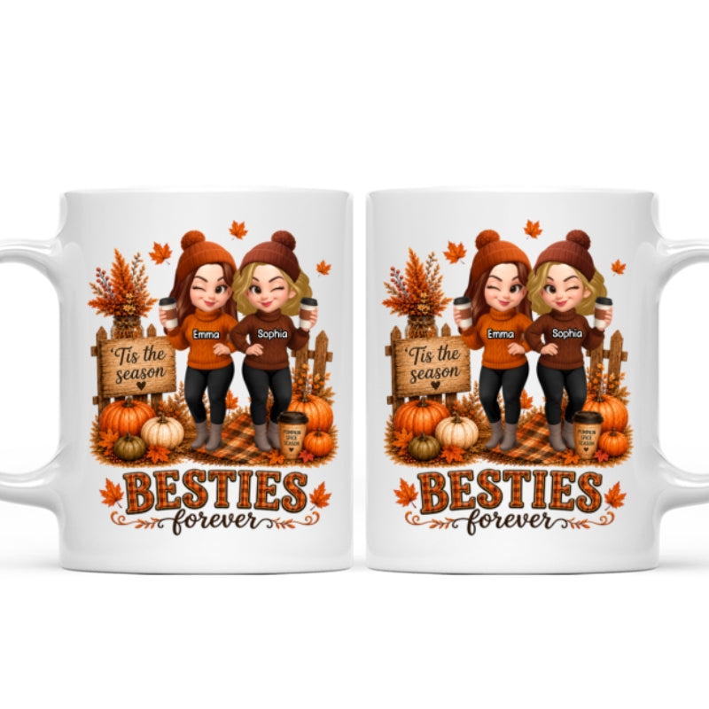 Fall Season Besties Forever - Personalized Mug - Fall Gift for Best Friends