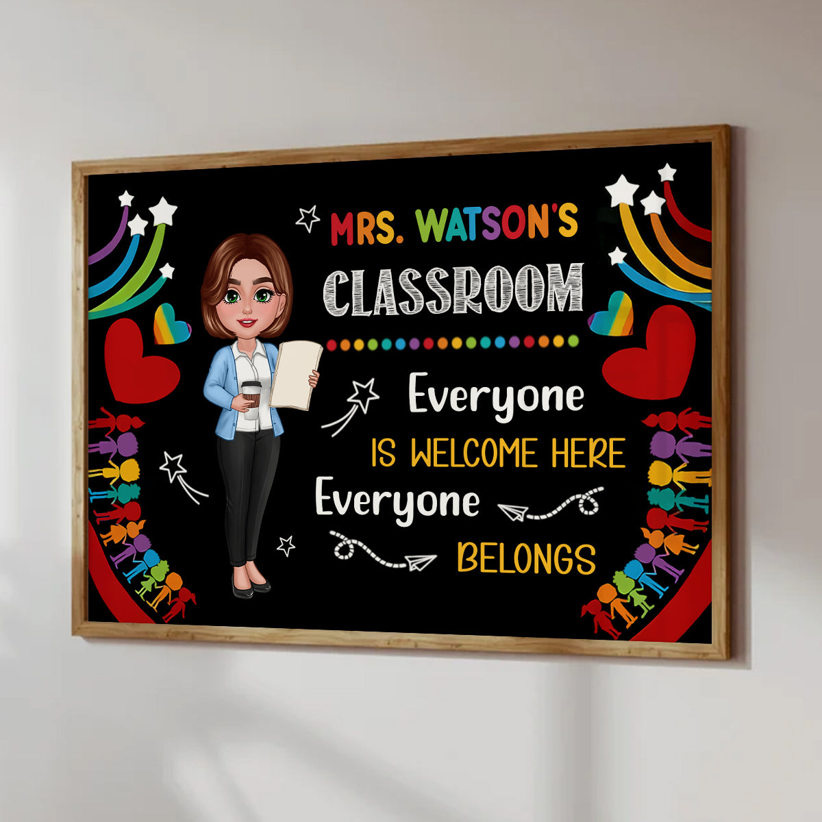 Teacher Classroom Everyone is Welcomed Here Personalized Poster, Back to School Gift for Teacher