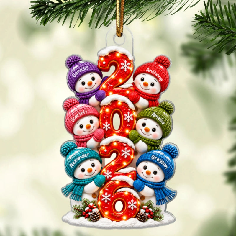 Snowman Family 2026 2D Flat - Personalized Acrylic Ornament