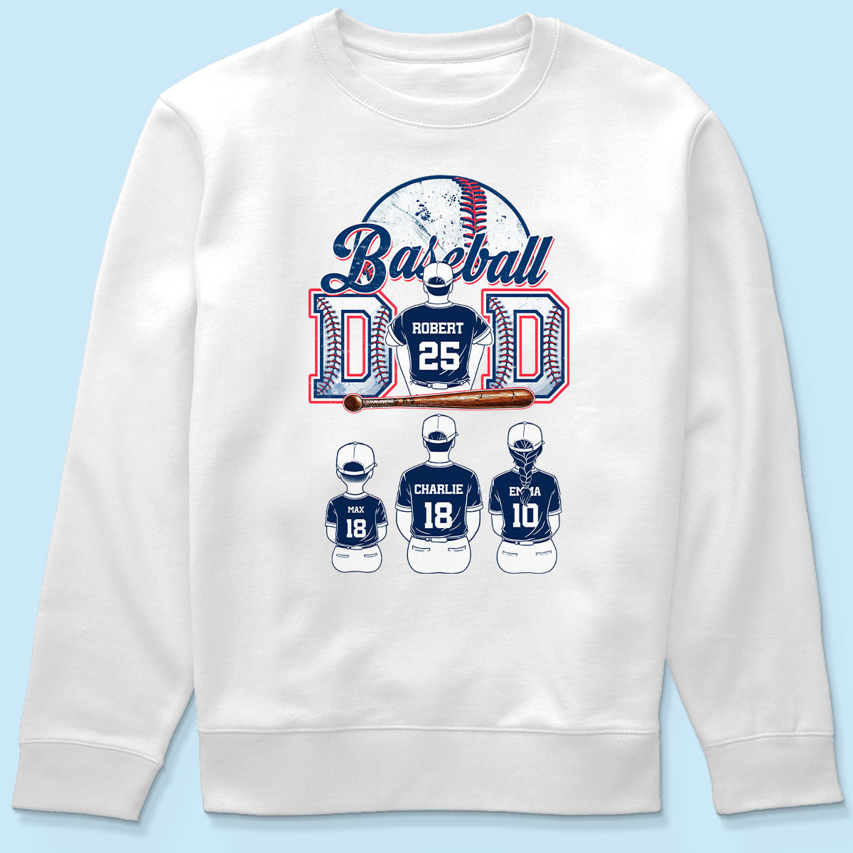 Baseball Dad And Kids Retro Personalized Shirt, Father's Day gift