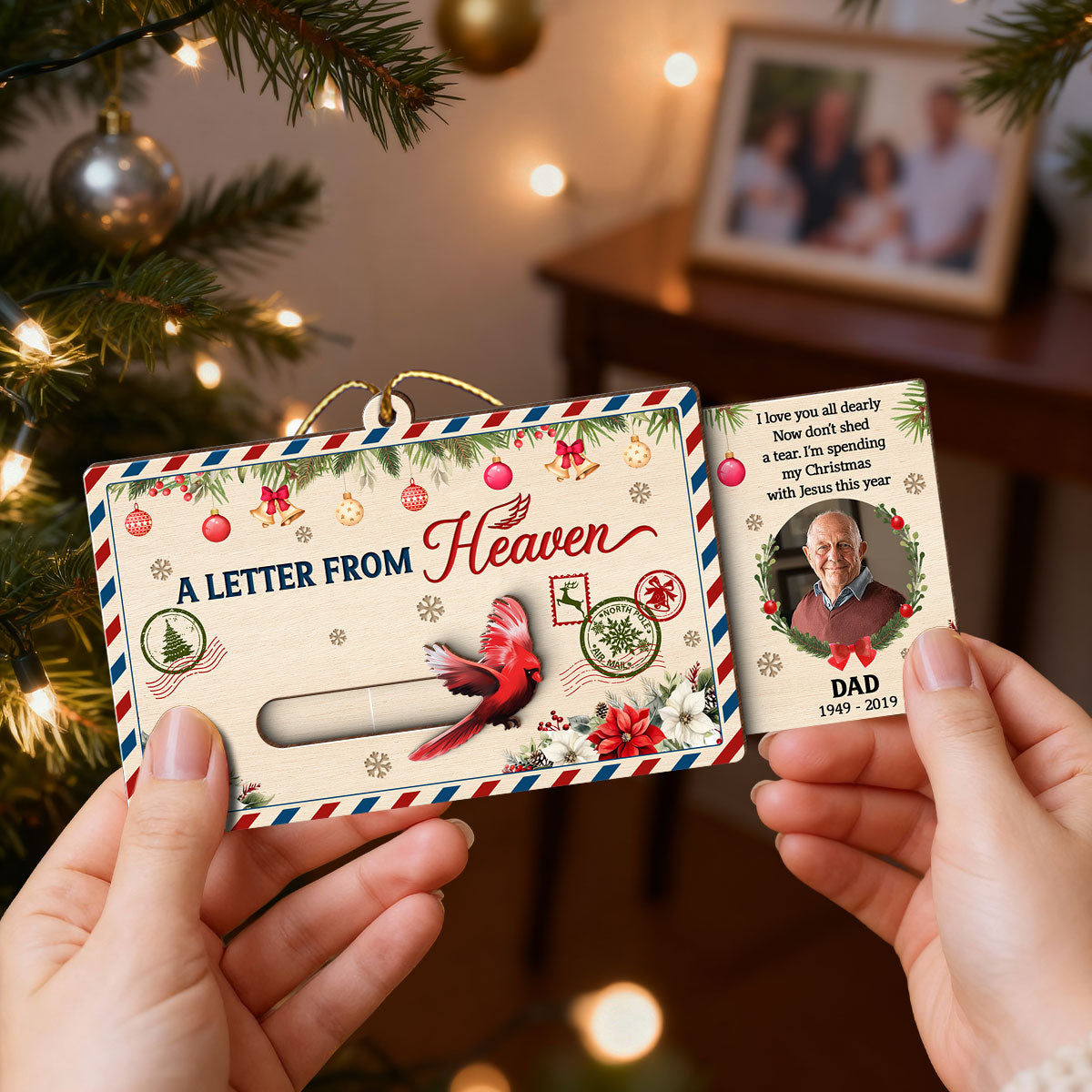 A Letter From Heaven Custom Photo - Personalized Slider Ornament - Meaningful Sympathy Gift Remembrance Keepsake