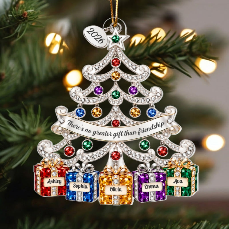 Jewelry Friendship Christmas Tree 2D Flat - Personalized Acrylic Ornament – Custom Name Keepsake Christmas Gift for Friends