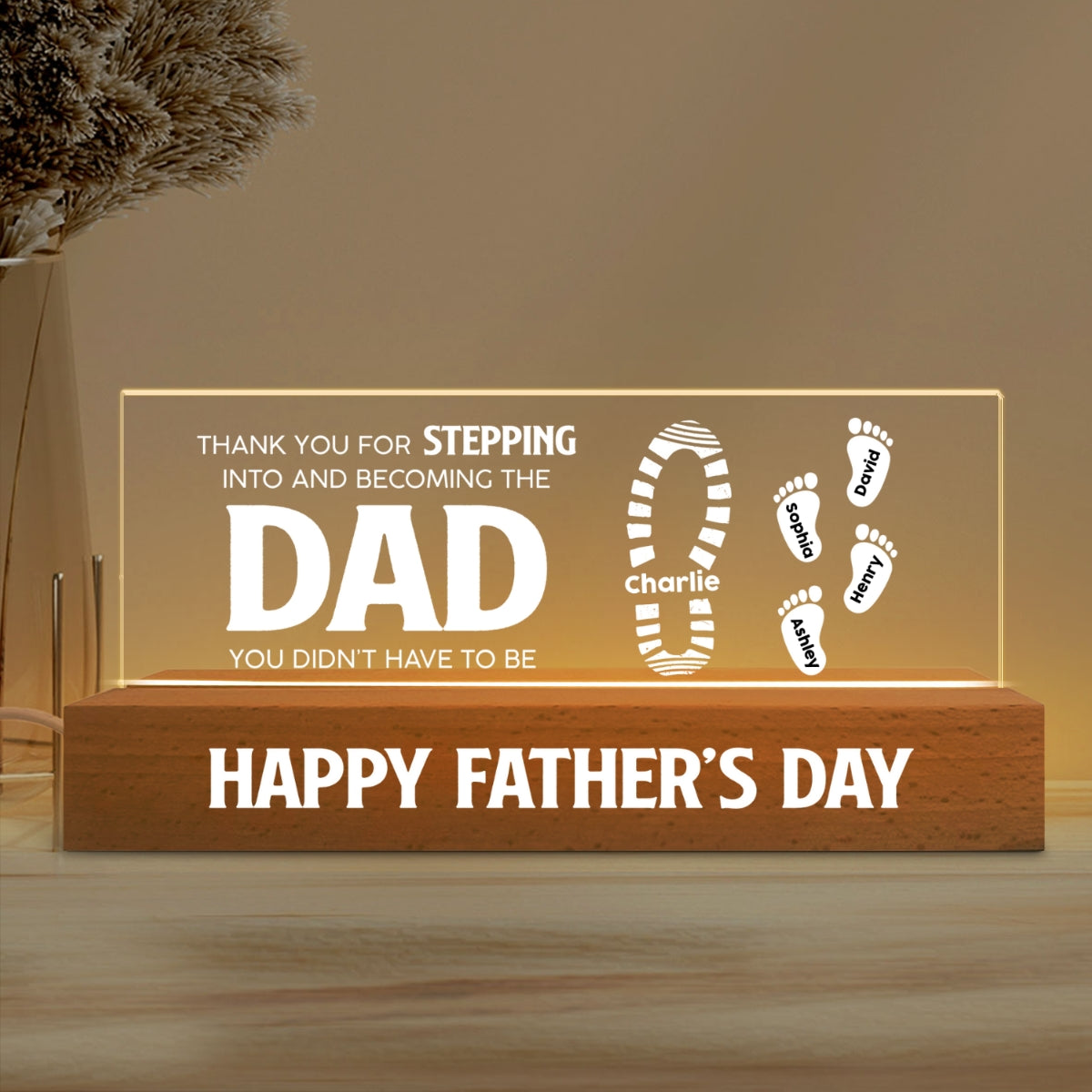 Stepdad Thank You For Stepping In Father‘s Day Gift Personalized Block LED Night Light