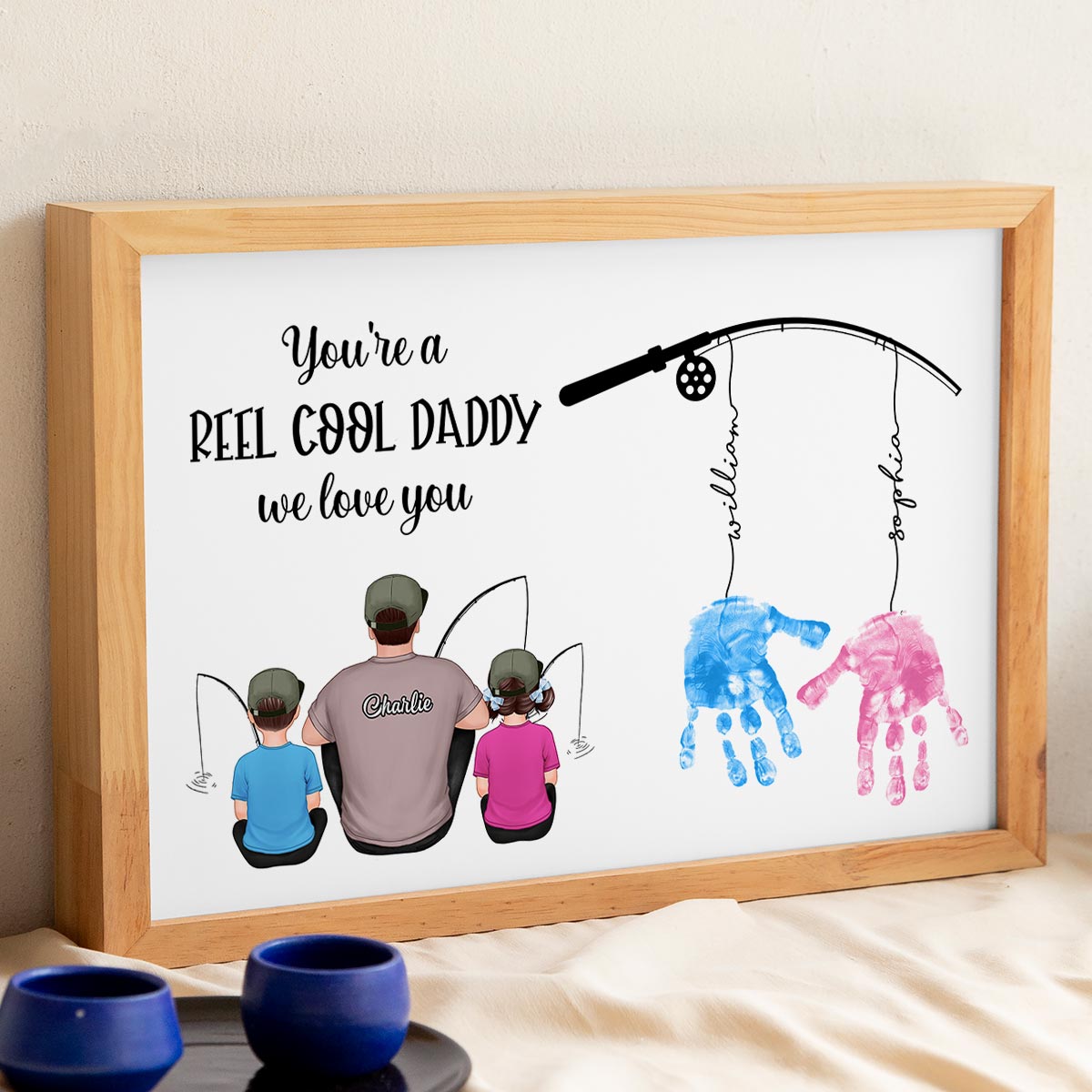 Reel Cool Daddy DIY Handprint Gift For Dad And Grandpa, Fishing Lover, Birthday Gift