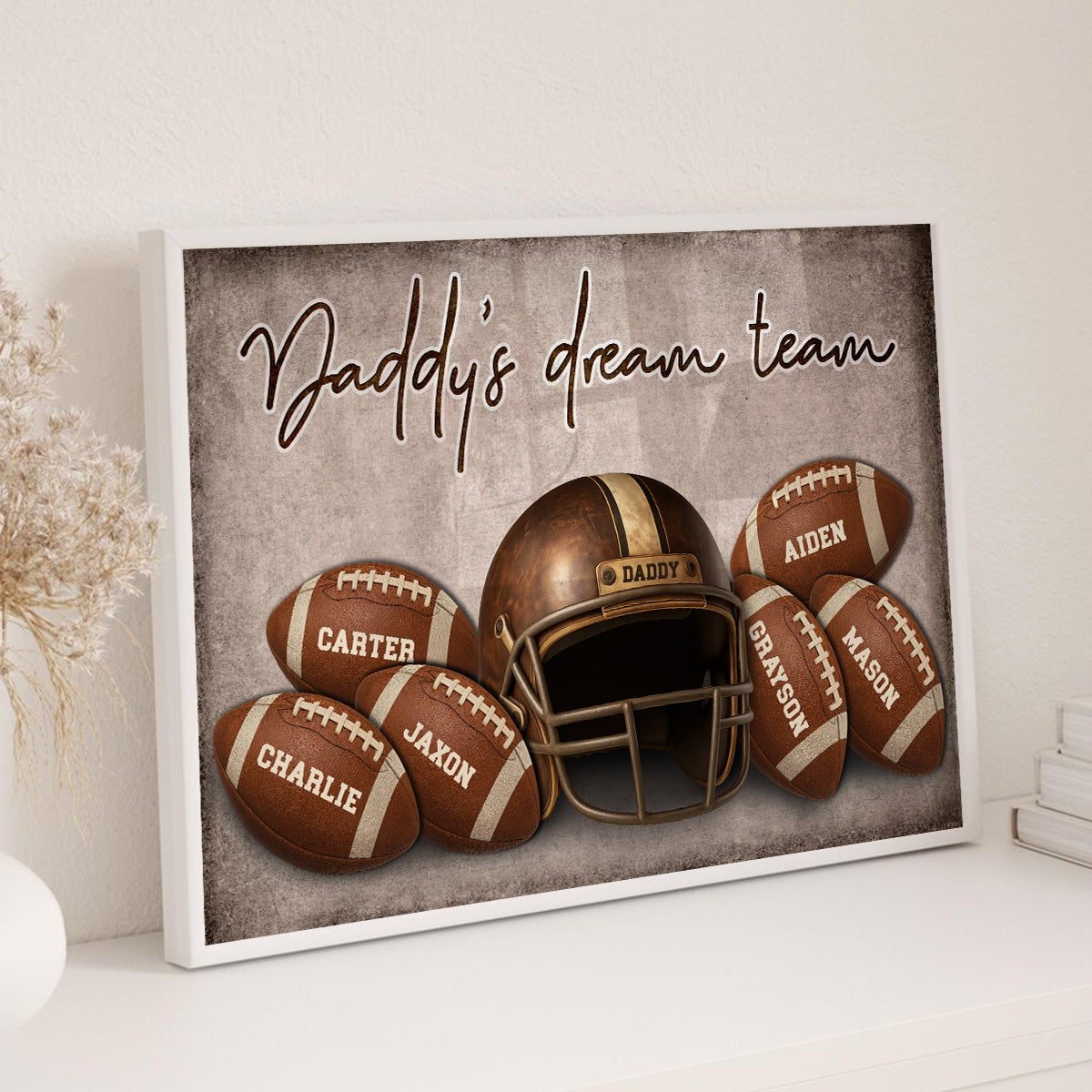 Football Dad Family Names Personalized Poster, Father's Day gift