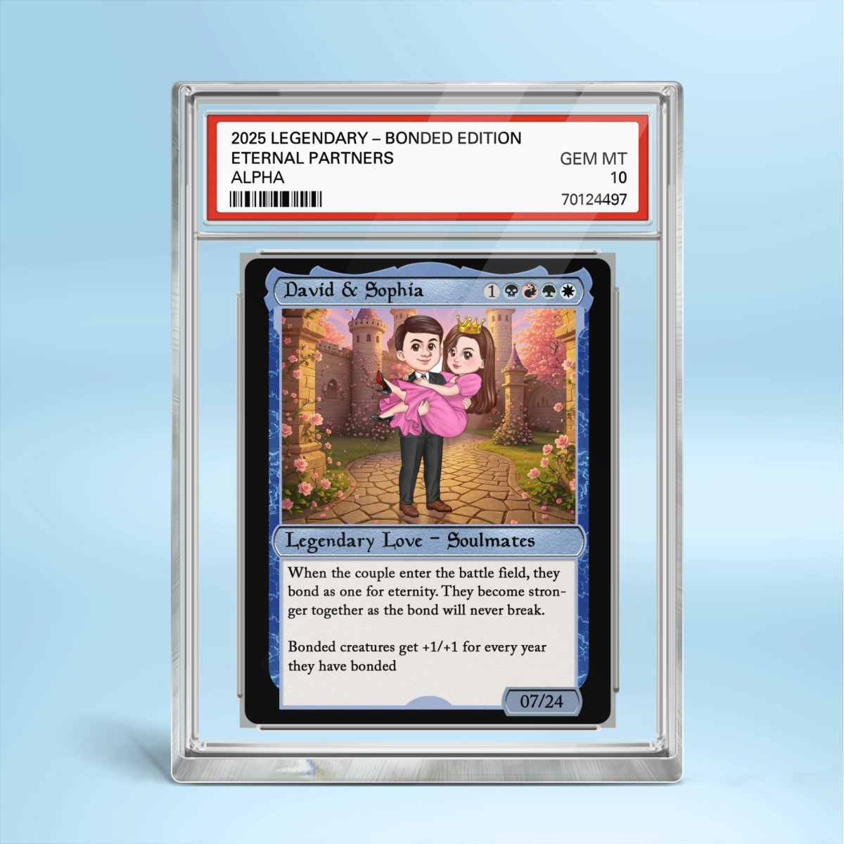 Couple Cute Cartoon Fantasy Trading Card Style Personalized Acrylic Block Plaque, Gift For Couple