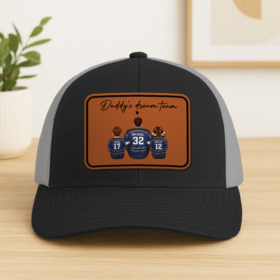 Hockey Daddy's Dream Team Personalized Trucker Hat, Father's Day Snapback, Gift for Hockey Dads