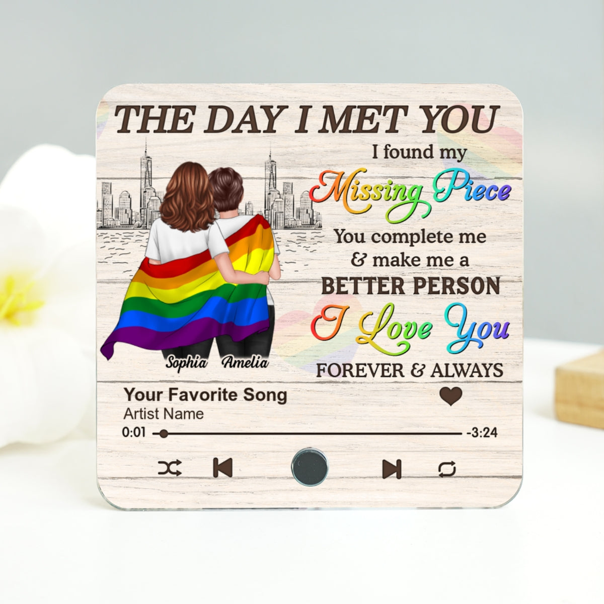 Pride Month LGBT Couple The Day I Met You Personalized Music Fridge Magnet, Gift For Couple