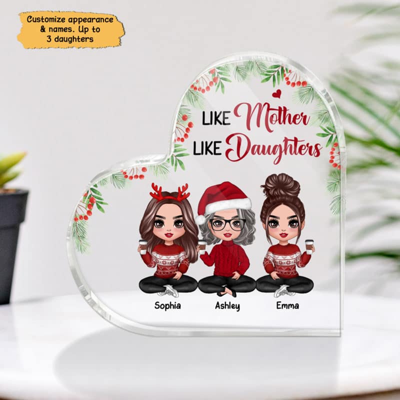 The Love Between Mother & Daughters Doll Personalized Acrylic Heart Plaque