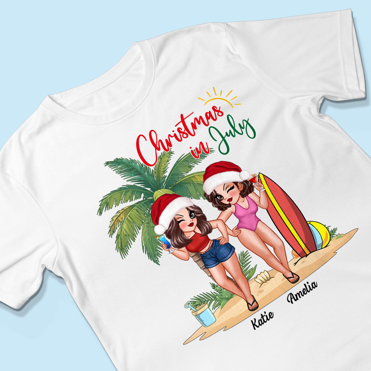 Christmas In July Summer Girls Personalized Shirt