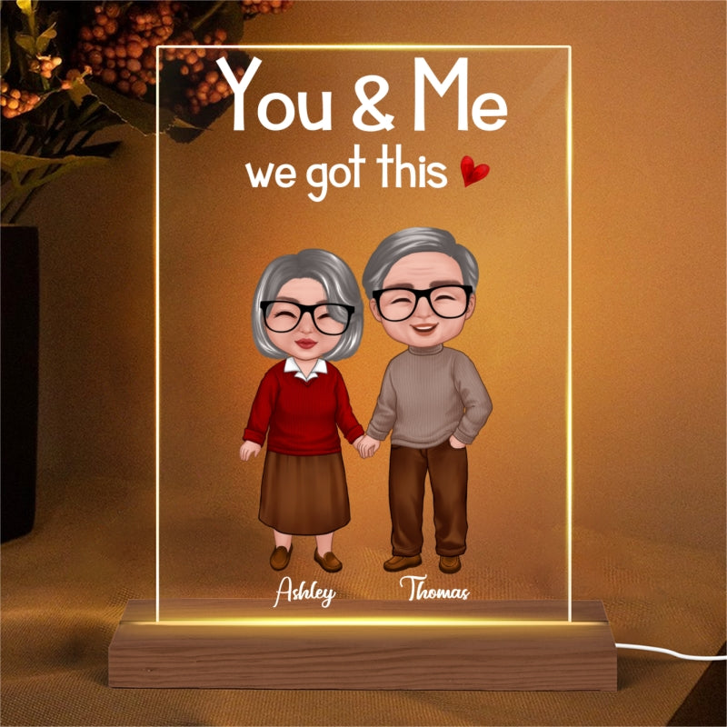 Old Doll Couple Sitting Gift For Him Gift For Her Personalized Rectangle Acrylic Plaque LED Night Light