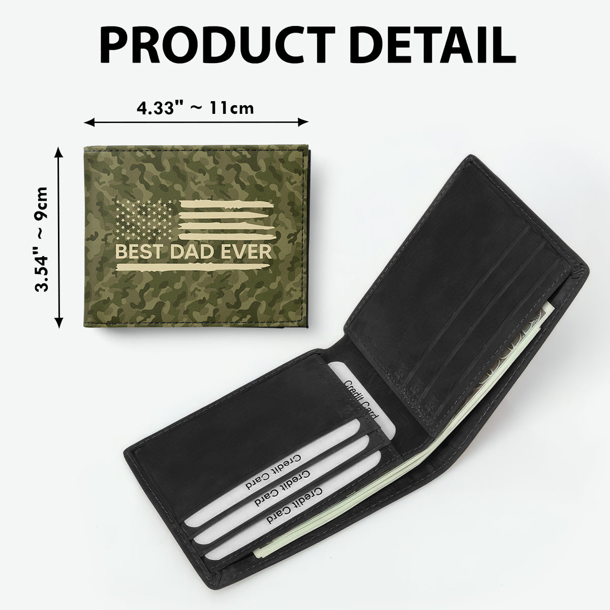 Best Dad Ever Nation Flag Camouflage Pattern Fist Bump Outline Personalized Printed Men‘s Wallet