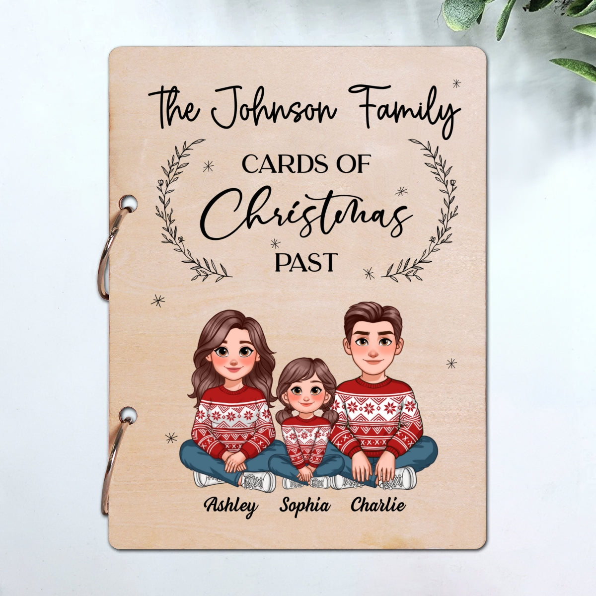 Animated Family Card Storage Keepsake Personalized Christmas Card Keeper