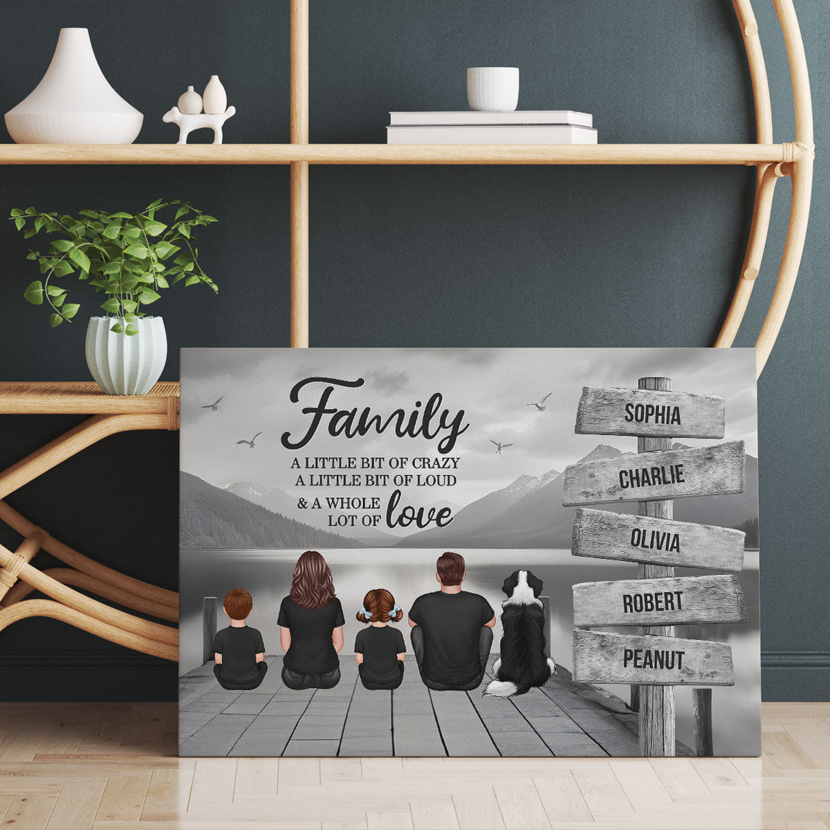Family A Little Whole Lot of Love Sign Posts Personalized Wrapped Canvas, Heartfelt 2025 Father's Day Gift For Dad, Husband