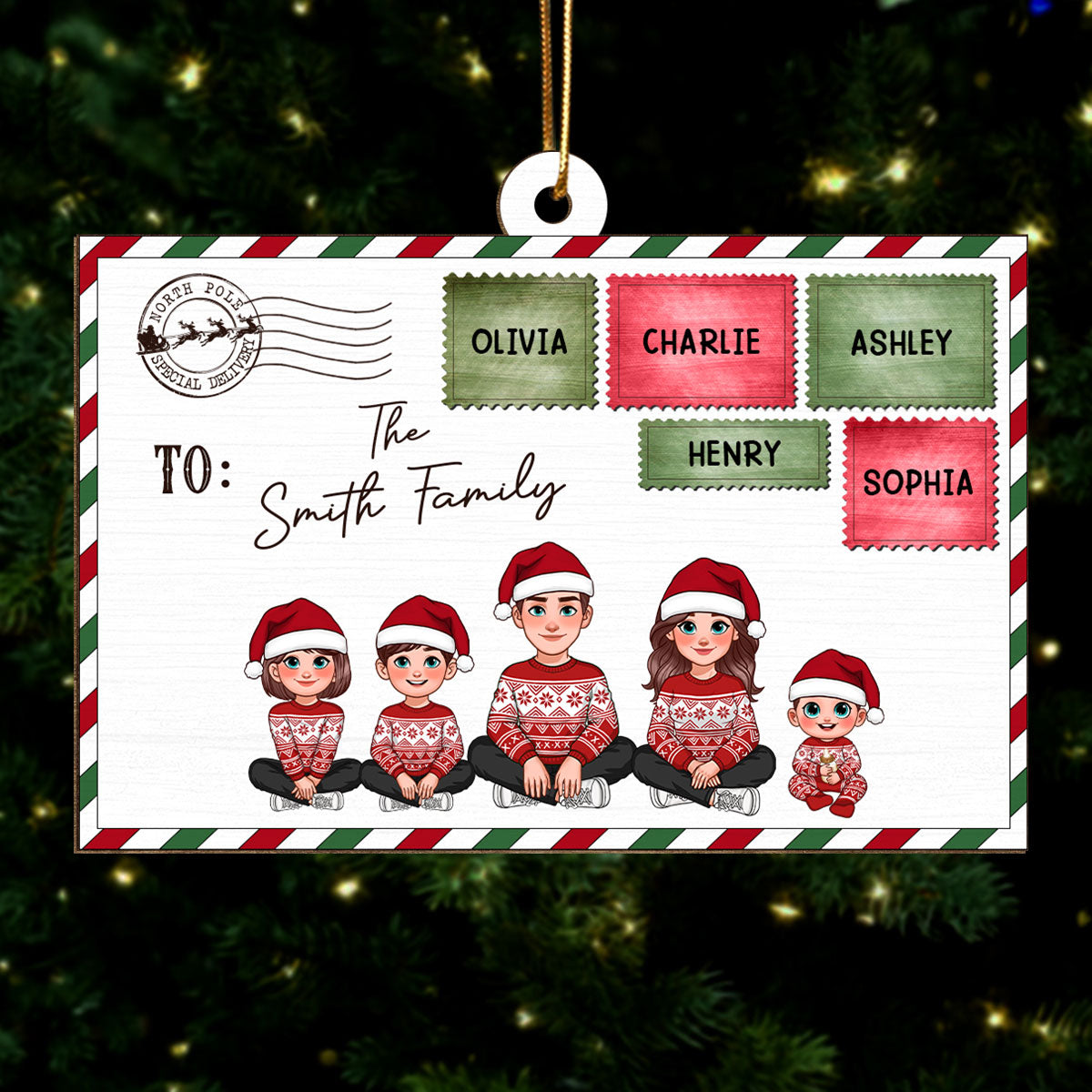 Santa Letter To Pretty Family Personalized Wooden Ornament