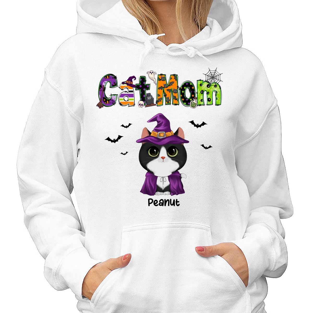 Halloween Watercolor Cute Cats Cat Mom Personalized Shirt