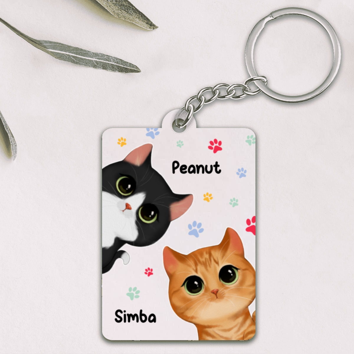 Cute Watercolor Cats Peeking Gift For Cat Lover Personalized Acrylic Keychain
