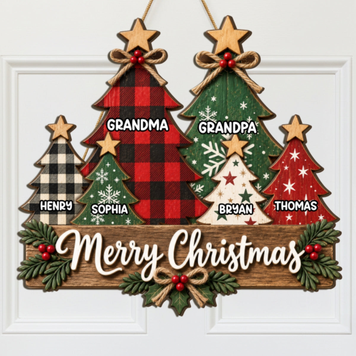 Rustic Grandparents Grandkids Christmas Tree - Personalized Wood Sign - Christmas Decor For Grandma, Grandpa