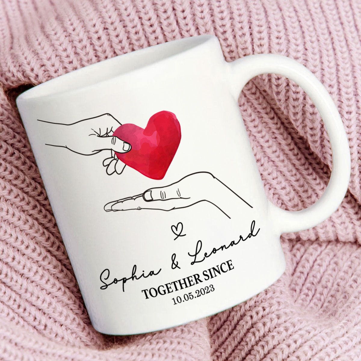 Give You My Heart Couple Hands Personalized Mug,  gift, Anniversary gift for Couples