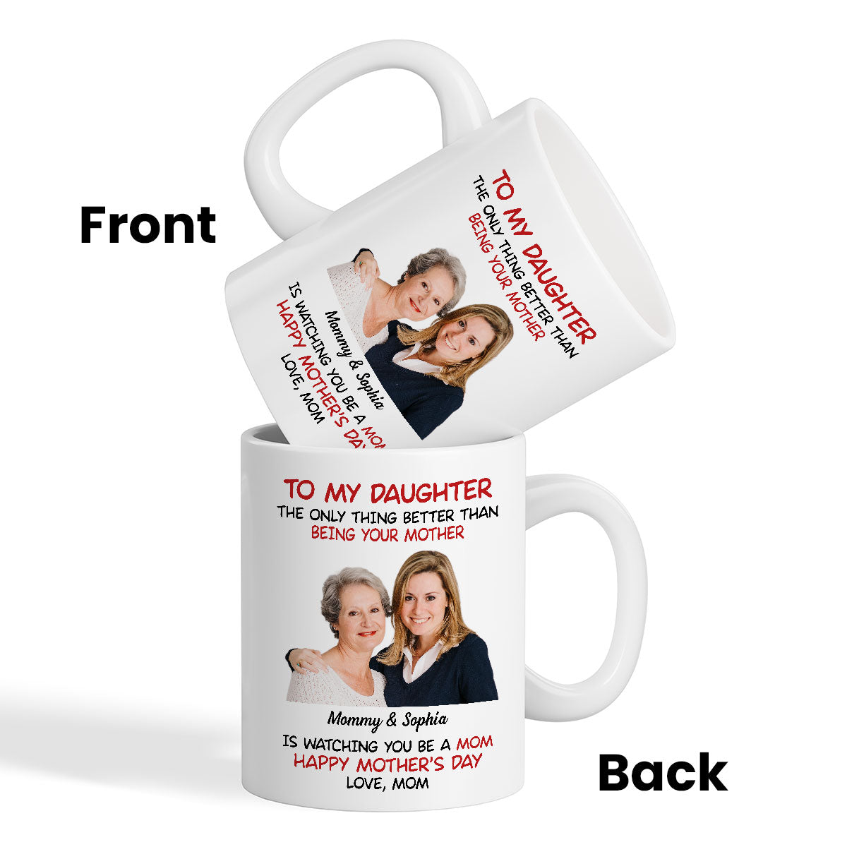 To My Daughter Photo Insert Happy Mother‘s Day Personalized Mug