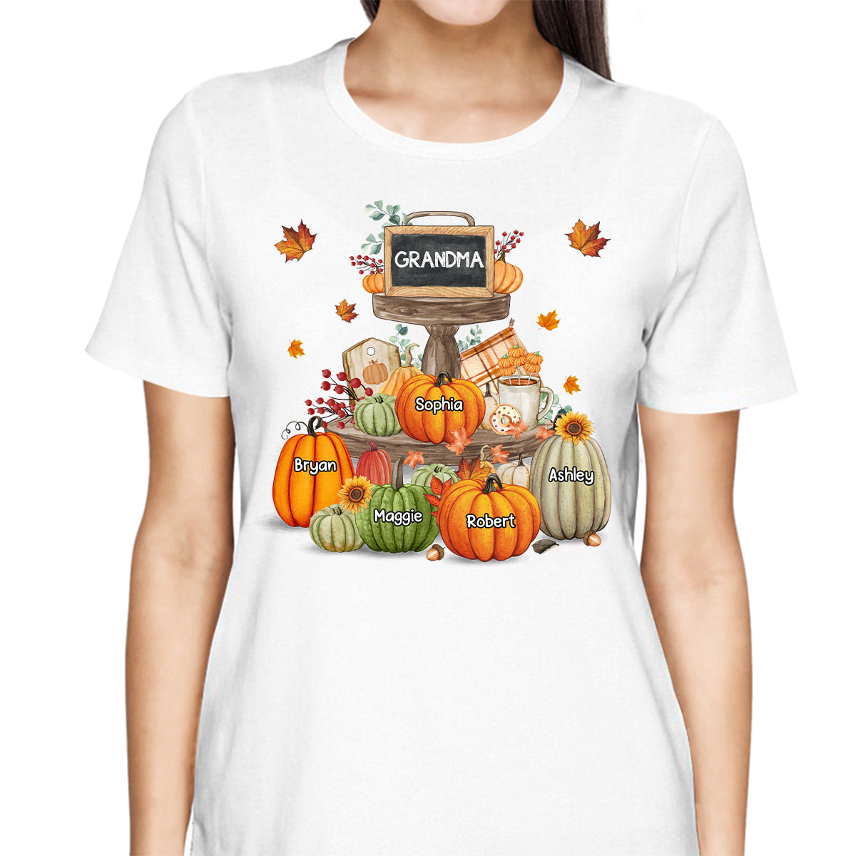 Pumpkins Tiered Tray Grandma Fall Season Personalized Shirt
